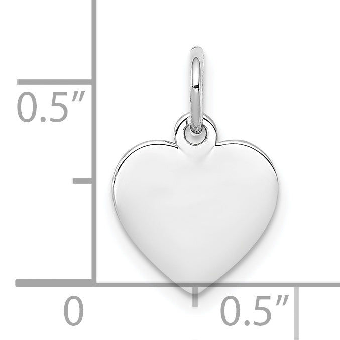 Sterlingsilber Ss Rhodiniert-plt Gravierbar Herz Poliert Vorderseite/satin Rückseite Plättchen Charm