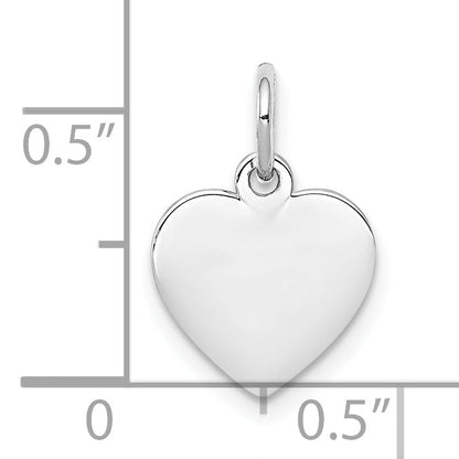 Sterlingsilber Ss Rhodiniert-plt Gravierbar Herz Poliert Vorderseite/satin Rückseite Plättchen Charm