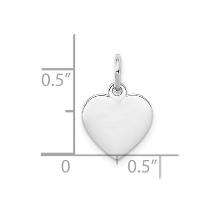 Sterlingsilber Rhodiniert-plt Gravierbar Herz Poliert Vorderseite/back Plättchen Charm