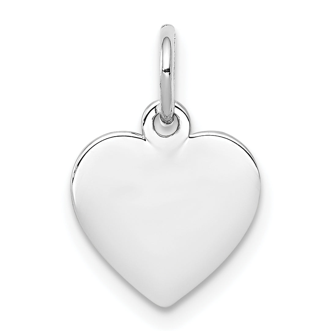 Sterlingsilber Ss Rhodiniert-plt Gravierbar Herz Poliert Vorderseite/satin Rückseite Plättchen Charm