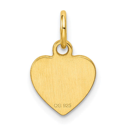 Ss/vergoldet Sterlingsilber Gp Gravierbar Herz Poliert Plättchen Charm