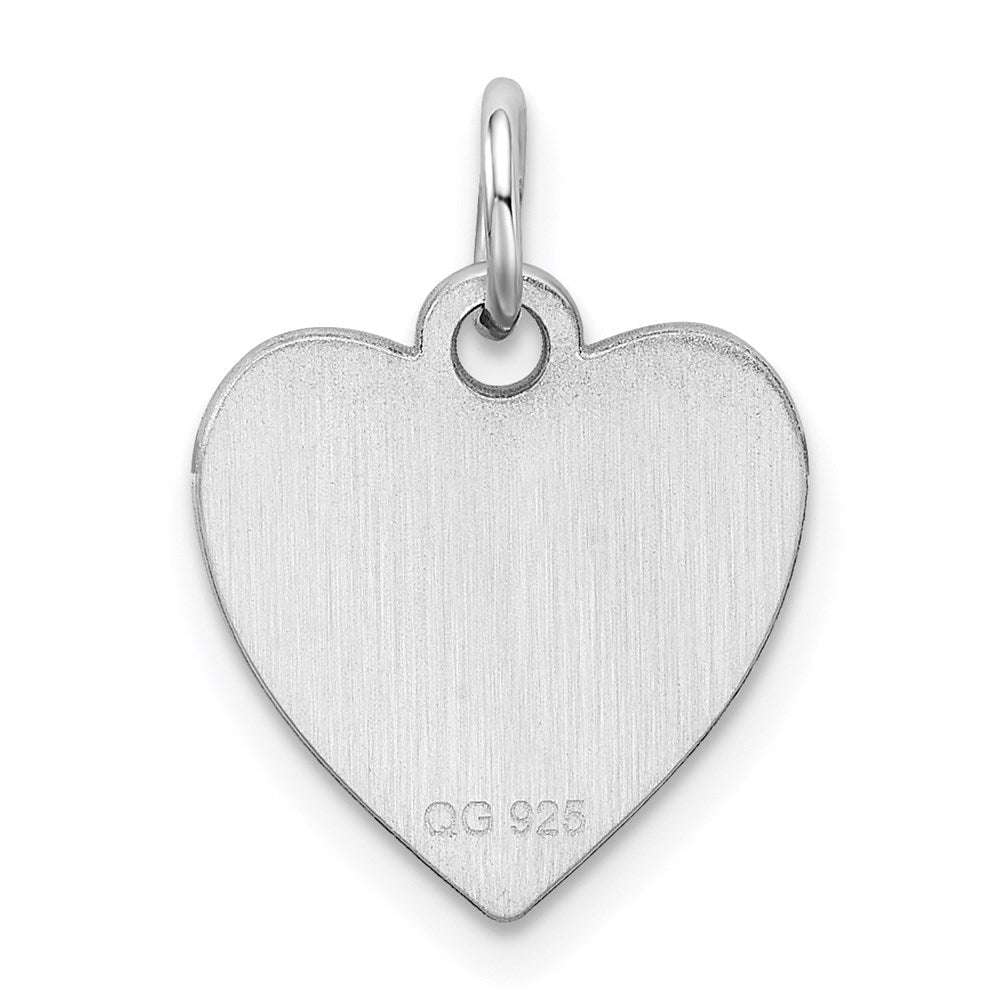 Sterlingsilber Rhodiniert-plt Gravierbar Herz Poliert Vorderseite/back Plättchen Charm