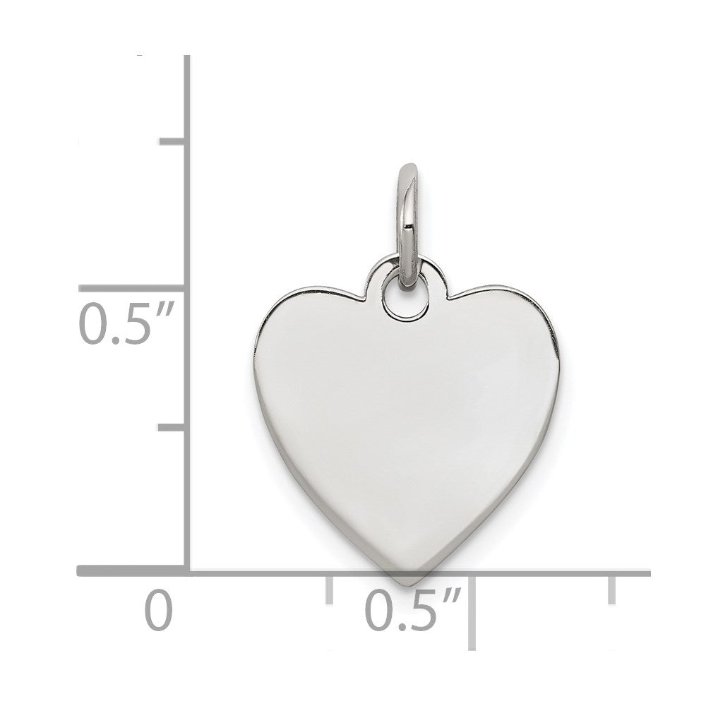 Sterlingsilber Ss Rhodiniert-plt Gravierbar Herz Poliert Vorderseite/satin Rückseite Plättchen Charm