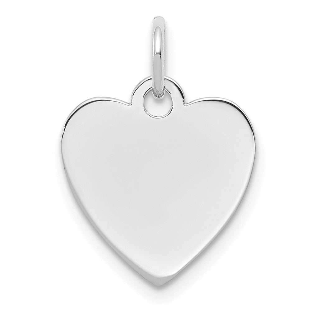 Sterlingsilber Ss Rhodiniert-plt Gravierbar Herz Poliert Vorderseite/satin Rückseite Plättchen Charm