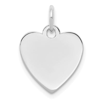 Sterlingsilber Ss Rhodiniert-plt Gravierbar Herz Poliert Vorderseite/satin Rückseite Plättchen Charm