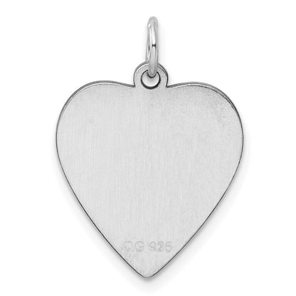 Sterlingsilber Rhodiniert-plt Gravierbar Herz Poliert Vorderseite/back Plättchen Charm