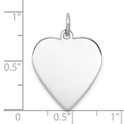 Sterlingsilber Rhodiniert-plt Gravierbar Herz Poliert Vorderseite/back Plättchen Charm
