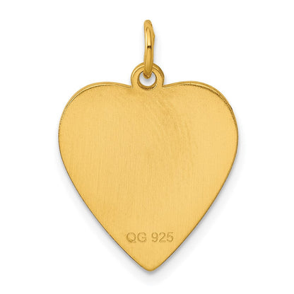 Ss/vergoldet Sterlingsilber Gp Gravierbar Herz Poliert Plättchen Charm