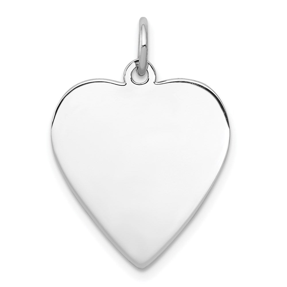 Sterlingsilber Rhodiniert-plt Gravierbar Herz Poliert Vorderseite/back Plättchen Charm