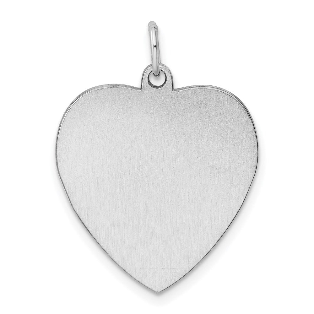 Sterlingsilber Rhodiniert Eng. Herz Poliert Vorderseite/satin Rückseite Plättchen Charm