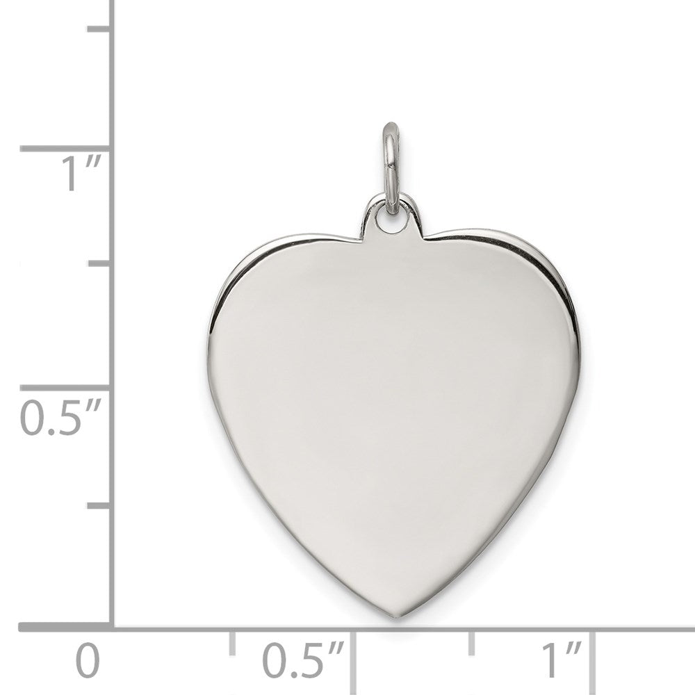 Sterlingsilber Rhodiniert Eng. Herz Poliert Vorderseite/satin Rückseite Plättchen Charm