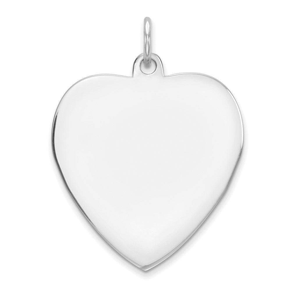 Sterlingsilber Rhodiniert Eng. Herz Poliert Vorderseite/satin Rückseite Plättchen Charm