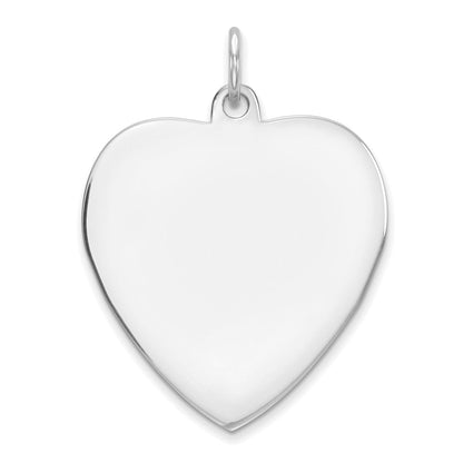 Sterlingsilber Rhodiniert Eng. Herz Poliert Vorderseite/satin Rückseite Plättchen Charm