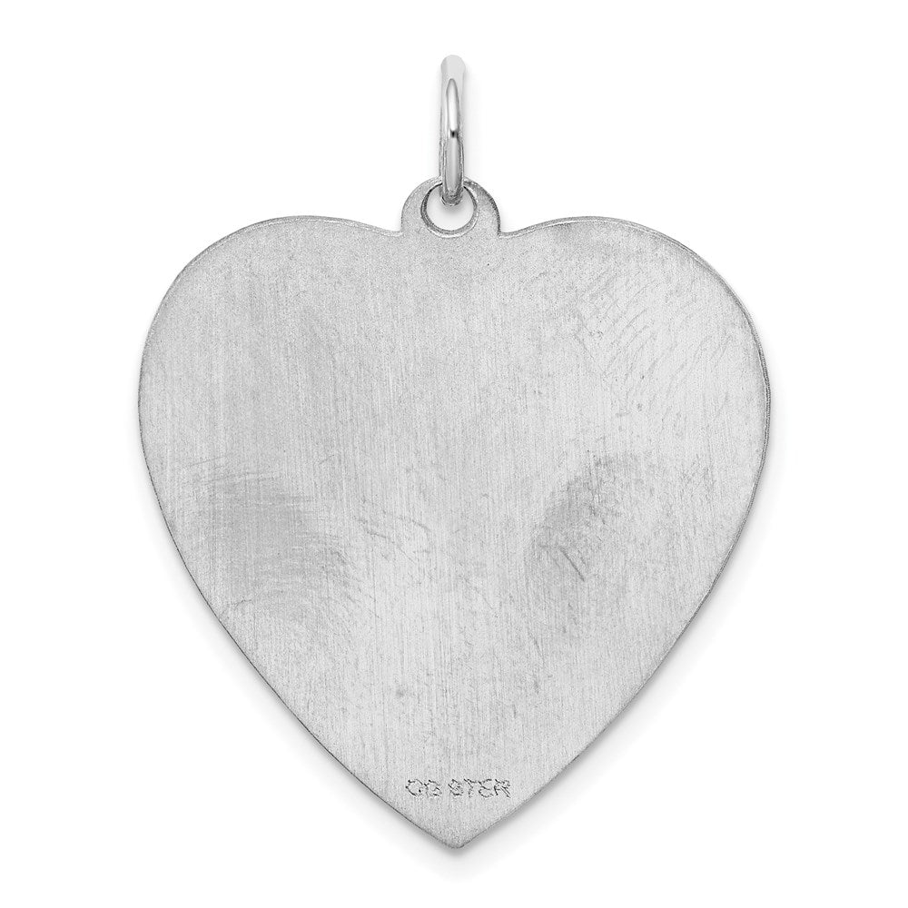 Sterlingsilber Rhodiniert-plt Gravierbar Herz Poliert Vorderseite/back Plättchen Charm
