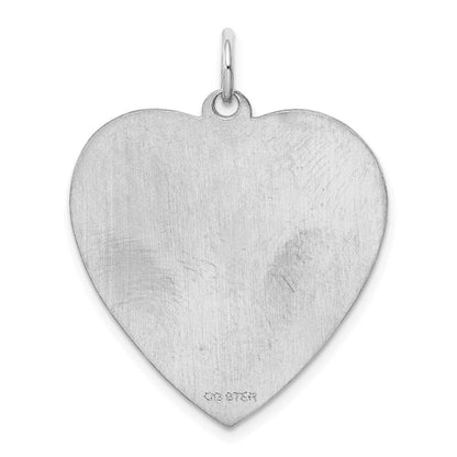 Sterlingsilber Rhodiniert-plt Gravierbar Herz Poliert Vorderseite/back Plättchen Charm
