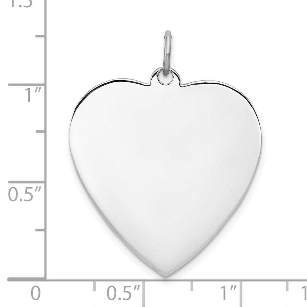 Sterlingsilber Rhodiniert-plt Gravierbar Herz Poliert Vorderseite/back Plättchen Charm