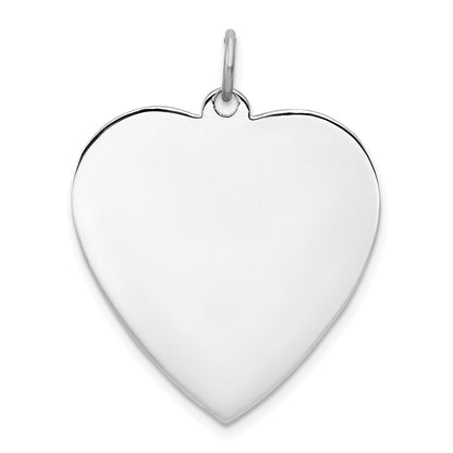 Sterlingsilber Rhodiniert-plt Gravierbar Herz Poliert Vorderseite/back Plättchen Charm