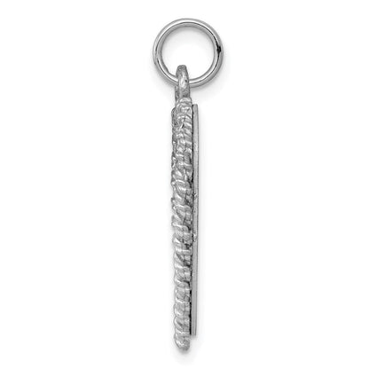 Sterlingsilber Rhodiniert-plt Gravierbar Herz Poliert Vorderseite/back Plättchen Charm