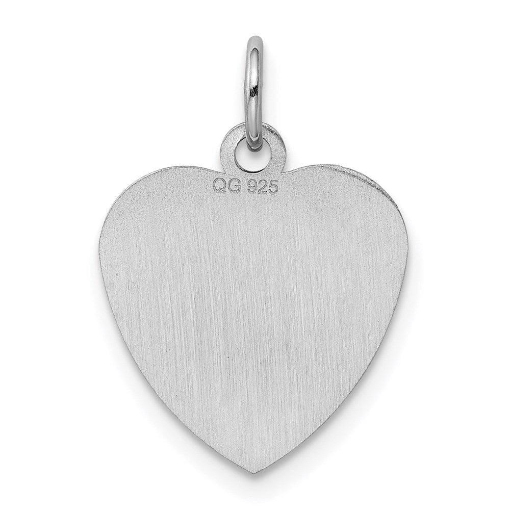 Sterlingsilber Ss Rhodiniert-plt Gravierbar Herz Poliert Vorderseite/satin Rückseite Plättchen Charm