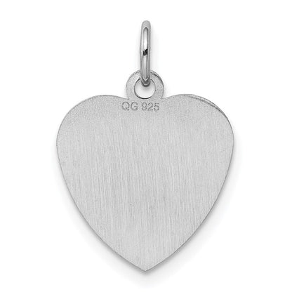 Sterlingsilber Ss Rhodiniert-plt Gravierbar Herz Poliert Vorderseite/satin Rückseite Plättchen Charm