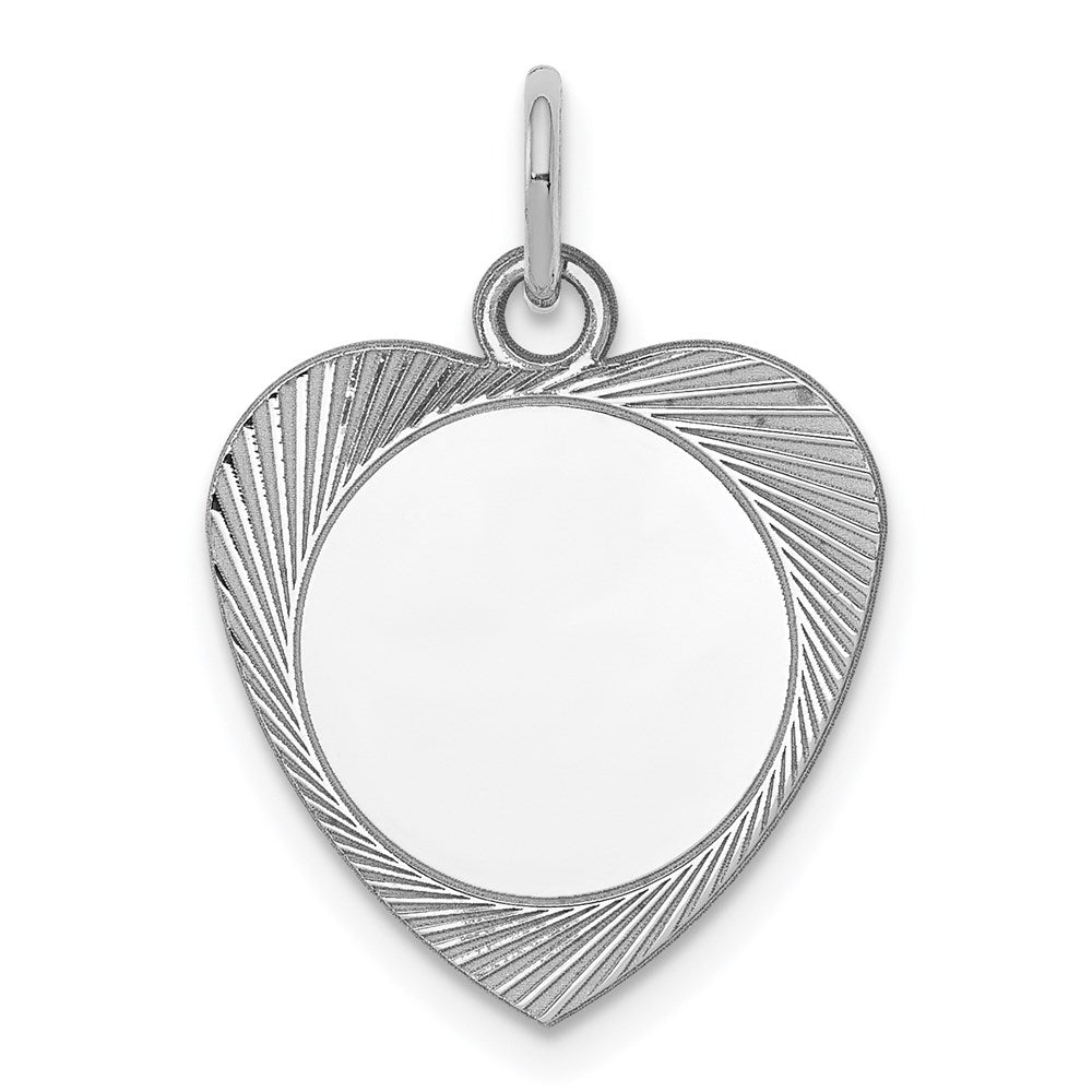 Sterlingsilber Ss Rhodiniert-plt Gravierbar Herz Poliert Vorderseite/satin Rückseite Plättchen Charm