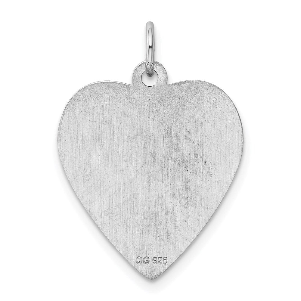 Sterlingsilber Ss Rhodiniert-plt Gravierbar Herz Poliert Vorderseite/satin Rückseite Plättchen Charm