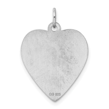 Sterlingsilber Ss Rhodiniert-plt Gravierbar Herz Poliert Vorderseite/satin Rückseite Plättchen Charm