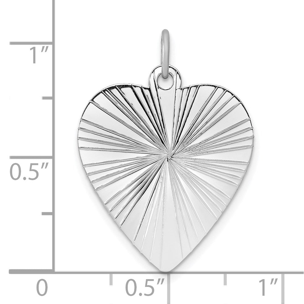Sterlingsilber Ss Rhodiniert-plt Gravierbar Herz Poliert Vorderseite/satin Rückseite Plättchen Charm