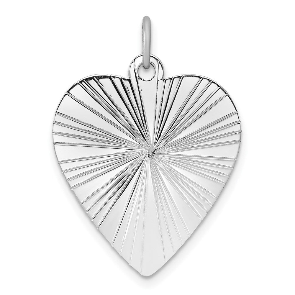 Sterlingsilber Ss Rhodiniert-plt Gravierbar Herz Poliert Vorderseite/satin Rückseite Plättchen Charm