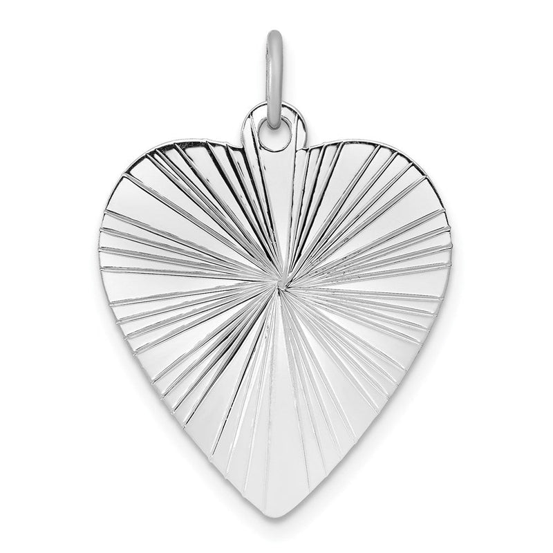 Sterlingsilber Ss Rhodiniert-plt Gravierbar Herz Poliert Vorderseite/satin Rückseite Plättchen Charm