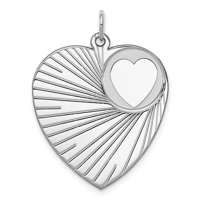 Sterlingsilber Rhodiniert Gravierbar Herz Plättchen Charm
