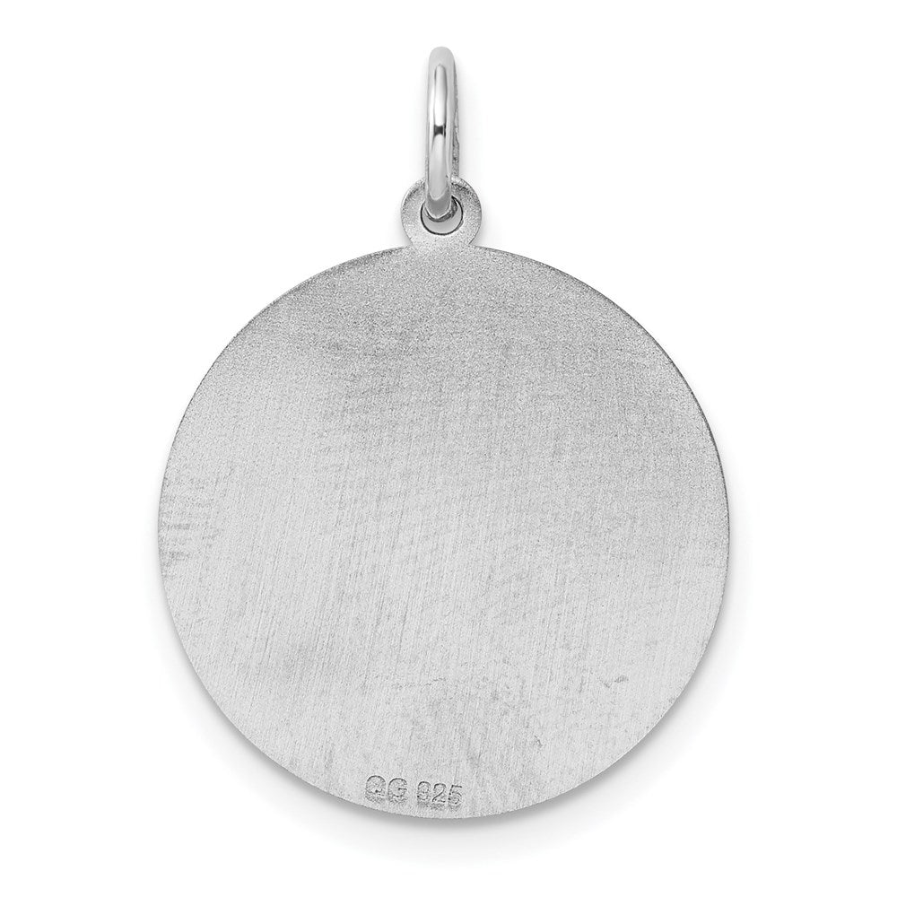 Sterlingsilber Ss Rhodiniert-plt Gravierbar Rund Poliert Vorderseite/satin Rückseite Plättchen Charm