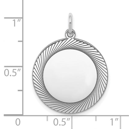 Sterlingsilber Ss Rhodiniert-plt Gravierbar Rund Poliert Vorderseite/satin Rückseite Plättchen Charm