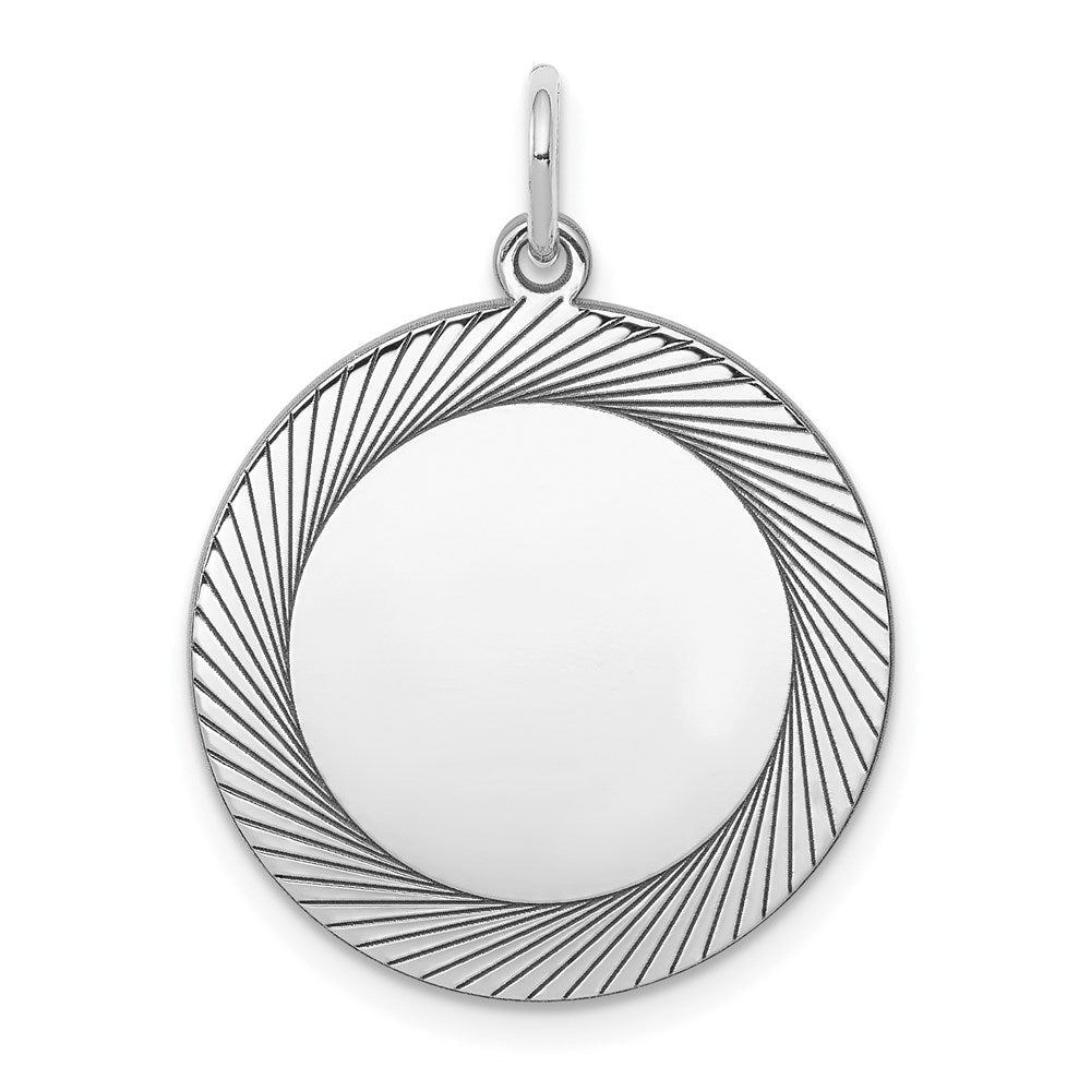 Sterlingsilber Ss Rhodiniert-plt Gravierbar Rund Poliert Vorderseite/satin Rückseite Plättchen Charm