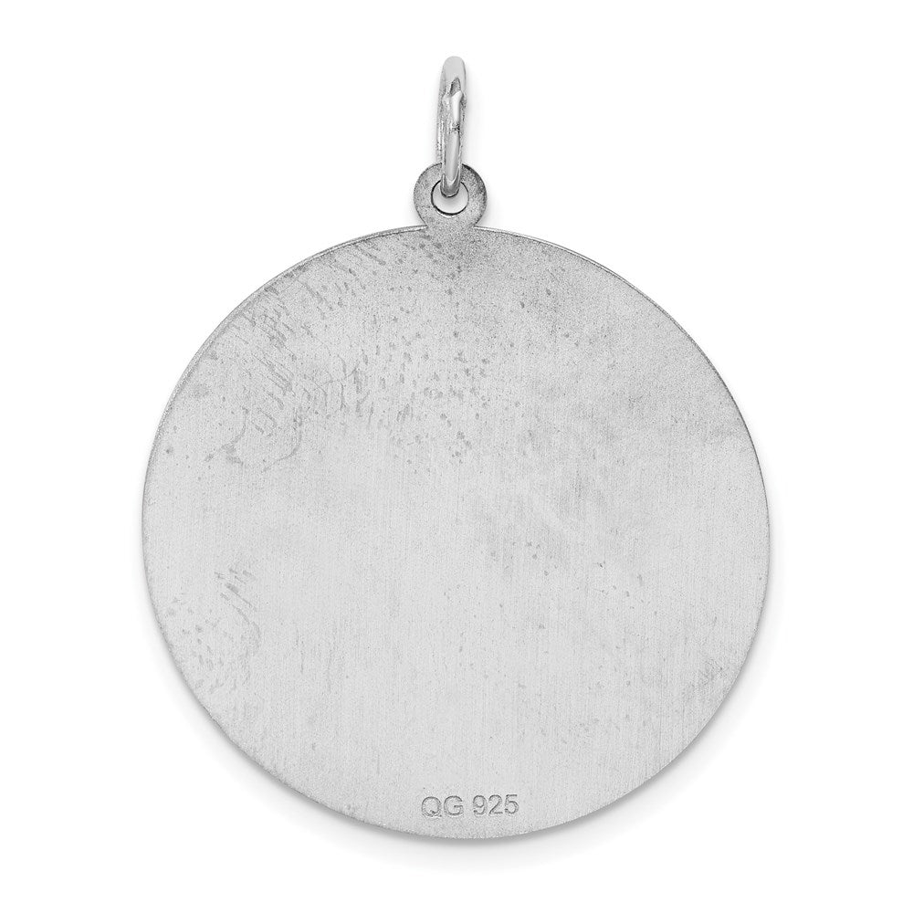 Sterlingsilber Ss Rhodiniert-plt Gravierbar Rund Poliert Vorderseite/satin Rückseite Plättchen Charm