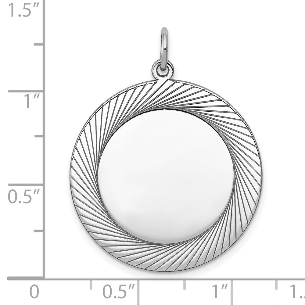 Sterlingsilber Ss Rhodiniert-plt Gravierbar Rund Poliert Vorderseite/satin Rückseite Plättchen Charm