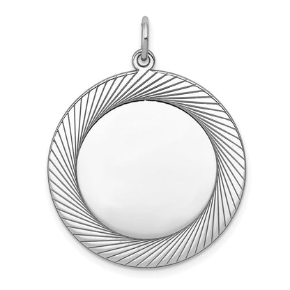 Sterlingsilber Ss Rhodiniert-plt Gravierbar Rund Poliert Vorderseite/satin Rückseite Plättchen Charm
