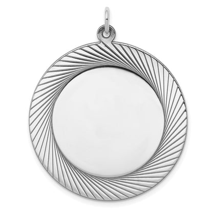 Sterlingsilber Ss Rhodiniert-plt Gravierbar Rund Poliert Vorderseite/satin Rückseite Plättchen Charm