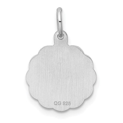 Sterlingsilber Rhodiniert-plt Gravierbar Poliert Vorderseite/satin Rückseite Plättchen Charm
