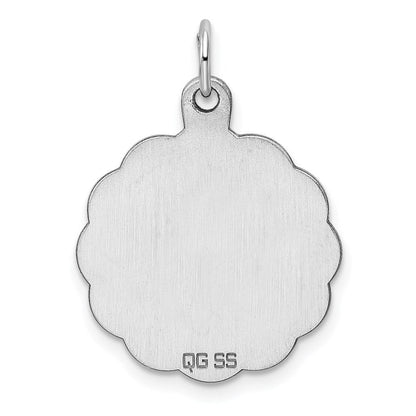 Sterlingsilber Rhodiniert-plt Gravierbar Poliert Vorderseite/satin Rückseite Plättchen Charm