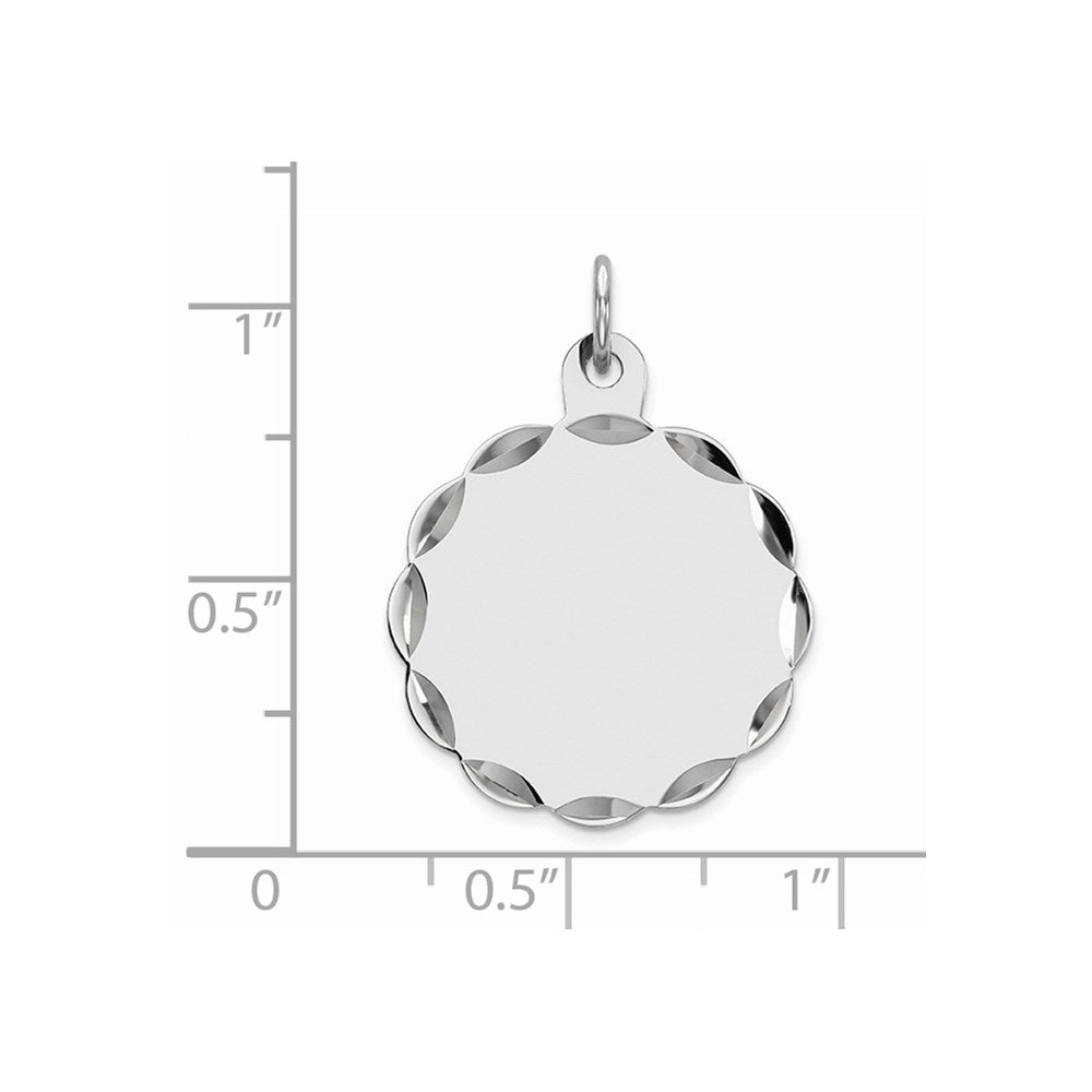 Sterlingsilber Rhodiniert-plt Gravierbar Poliert Vorderseite/satin Rückseite Plättchen Charm