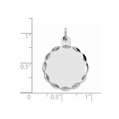 Sterlingsilber Rhodiniert-plt Gravierbar Poliert Vorderseite/satin Rückseite Plättchen Charm