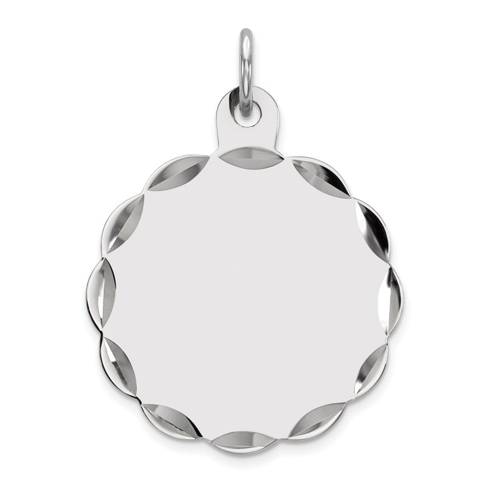 Sterlingsilber Rhodiniert-plt Gravierbar Poliert Vorderseite/satin Rückseite Plättchen Charm