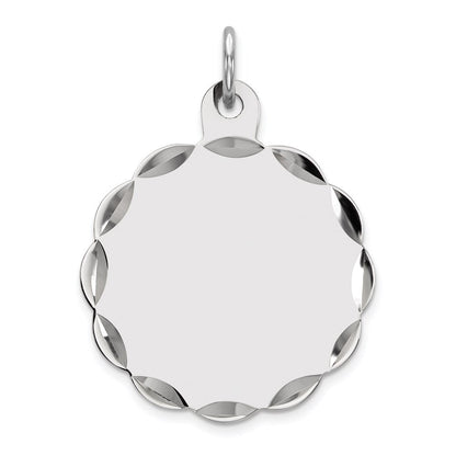 Sterlingsilber Rhodiniert-plt Gravierbar Poliert Vorderseite/satin Rückseite Plättchen Charm