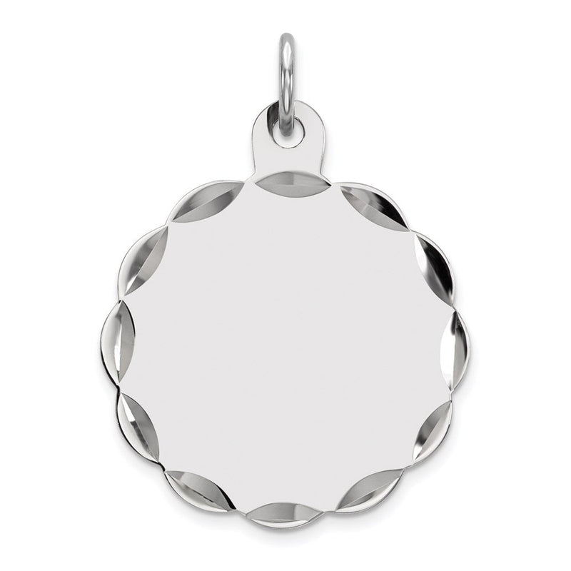 Sterlingsilber Rhodiniert-plt Gravierbar Poliert Vorderseite/satin Rückseite Plättchen Charm