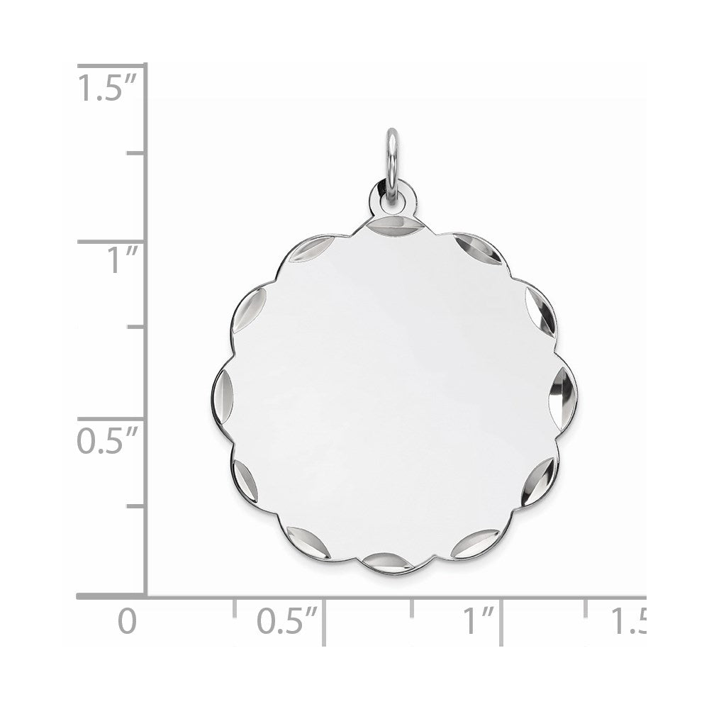 Sterlingsilber Rhodiniert-plt Gravierbar Poliert Vorderseite/satin Rückseite Plättchen Charm