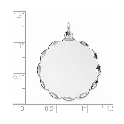 Sterlingsilber Rhodiniert-plt Gravierbar Poliert Vorderseite/satin Rückseite Plättchen Charm