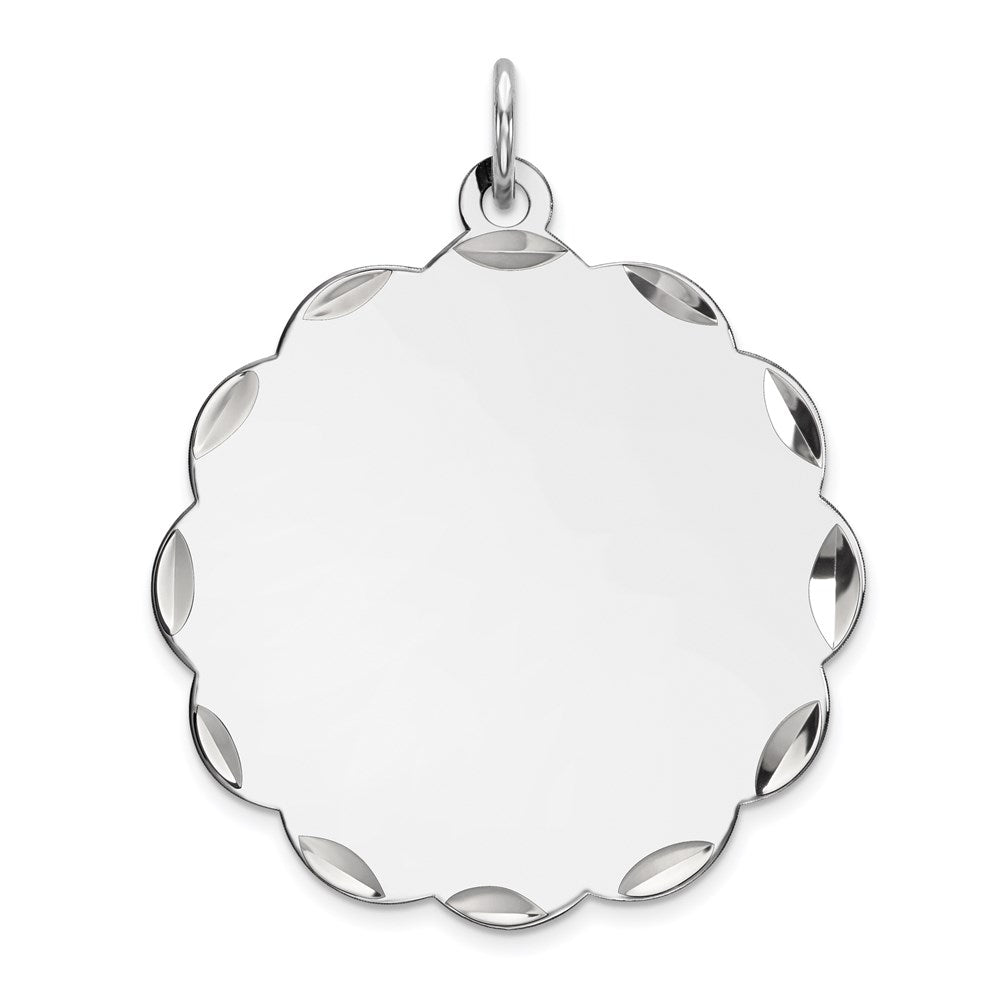 Sterlingsilber Rhodiniert-plt Gravierbar Poliert Vorderseite/satin Rückseite Plättchen Charm