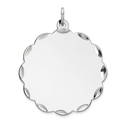 Sterlingsilber Rhodiniert-plt Gravierbar Poliert Vorderseite/satin Rückseite Plättchen Charm