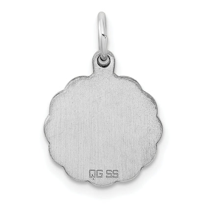 Sterlingsilber Rhodiniert-plt Gravierbar Poliert Vorderseite/satin Rückseite Plättchen Charm